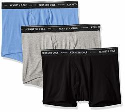 Kenneth Cole New York Men's Cotton Stretch Trunk 3 Pk 3 Pack - Black Wedgewood Heather Grey Small