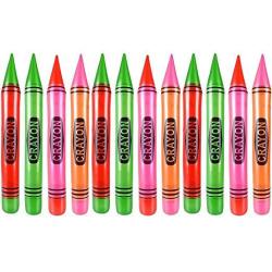 Kicko 44" Inflatable Neon Crayons - 12 Pieces Of Assorted Oversized Colored Pencils - Perfect For School Activities Club Openings Backdrops Decor Event Favor And Supplies