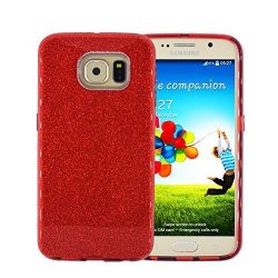 Samsung Galaxy S7 Pretty Case Facever Crystal Bling Glitter 3 In 1 Sparkle Rhinestone Protective Case For Samsung S7 Red