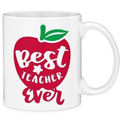 Mugvana Best Teacher Ever Apple Quote Gift Coffee Mug 11OZ