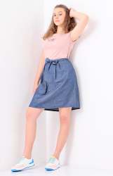 Big Girls Pleated Skirt - Denim - Denim 6-7 Years