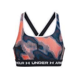 Under Armour Women's Armour Mid Crossback Printed Sports Bra - Bubble Peach