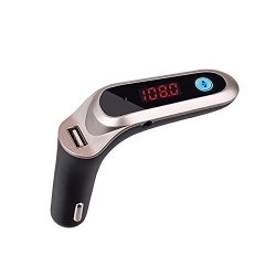 Fuloophi Car Bluetooth Handsfree Fm Modulator Wireless Bluetooth Car MP3 Player Fm Transmitter With 5V 2.5A USB Car Charger Gold