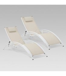Tahiti Beige Pool Lounger Set Of 2 Loungers For
