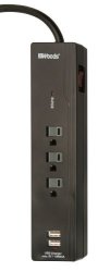 Woods 041250 USB Charger Combo 3-OUTLET 2-USB Surge Protector 750 Joules Of Protection