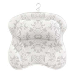 Breathable Comfort 3D Quilted Mesh Bath Pillow Grey Flowers
