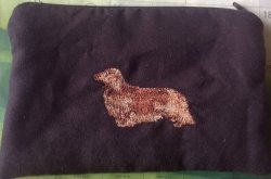Embroidered Make Up Pencil Case Long Haired Dachshund
