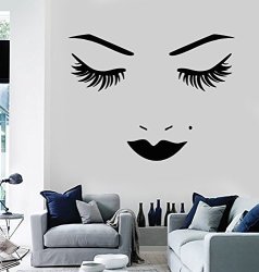 898ig Vinyl Wall Decal Face Lips Eyelash Beauty Salon Makeup Stickers 