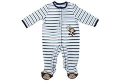 Little Me Footie Baby Footed Pajamas Sleeper Lt Blue Stripe 9 Mos