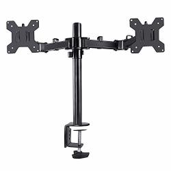 Troox Universal Dual LED Lcd Monitor Free Standing Desk Mount With Optional Bolt-through Grommet stand Heavy Duty Fully Adjustable Desk Mount Stand Fits Two Screens