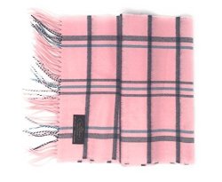 100% Annys Cashmere Plaid Scarf 12X72 With Gift Bag - Men Cashmere - Cashmere Women 22 Colors Plaid - Pink grey blue