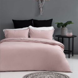 Queen Dusty-pink Duvet Cover With Black Piping Horrockses