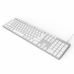 USB Wired Keyboard White Aluminum Full Size Wired Computer Keyboard Compatible With Mac Apple Wired Keyboard With Numeric Keypad
