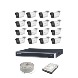 Hikvision 2MP Ip Camera Kit 32CH 4K Nvr With 16 Poe 16 X 2MP Ip Bullet Cameras 30M Ir 4TB Hdd 300M Cable
