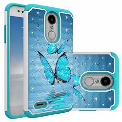 LG Aristo 2 Case LG Tribute Dynasty Case LG Zone 4 Case LG K8 2018 Case LG V3 2018 Case Blue Butterfly Heavy Duty