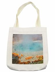 Lunarable Yellowstone Tote Bag Boiling Silex Spring In The Lower Geyser Basin Large Bubbles Of Gas Thermal Cloth Linen Reusable Bag For Shopping Books