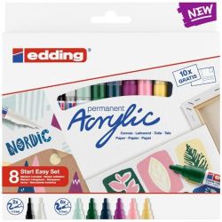 Edding - Permanent Acrylic Start Easy Set 8 Plus A6 Artist Pad 10 Sheets