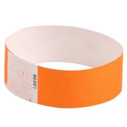 500 X 1 Inch Neon Orange Tyvek Wristbands