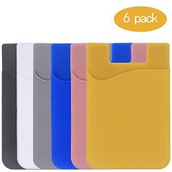 Phone Card Holder Ismael Erickson Silicone 3M Adhesive Stick-on Id Credit Card Wallet Phone Case Sleeve Pocket For Most Of Smartphones Iphone android 6 Pack
