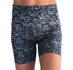 Strut Active Black & Grey Camo Hw Gym Dance & Booty Lycra Hotpants Shorts