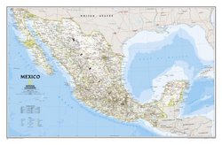 Mexico Wall Map Laminated, Classic Style
