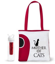 Qtees Africa Mother Of Cats Tote Bag & Infuser Bottle - Red