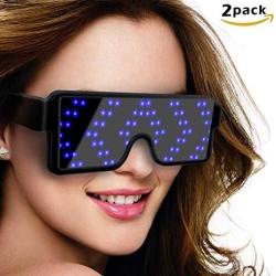 Szokled Dynamic LED Glowing Glasses Party Favor USB Rechargeable LED Light Up Eyeglasses With Flashing Neon 8 Patterns LED Luminous Glasses For Hall
