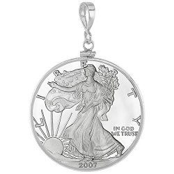 Sterling Silver Silver Eagle Bezel 40.7 Mm Screw Top Coin Edge One Oz