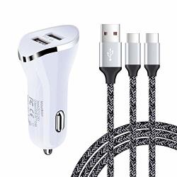 Dual USB C Car Charger+type C Cord Compatible For Samsung Galaxy A20 A50 A60 A70 A80 A90 S10+ S10E S10 S9 S8 Note 10