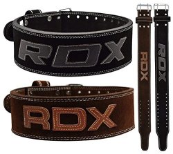 Rdx Powerlifting Belt Cow Hide Leather Gym Training Nubuck Weight Lifting Double Prong Back Support Crossfit Fitness Bodybuilding