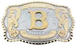 Imported Initial Letters Western Style Cowboy Rodeo Gold Large Belt Buckles Large Square B Letter