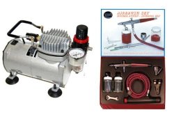 PAASCHE Vls Airbrush Set W quiet Kit Airbrush Depot 1 Year Warranty Tankless Compressor And 6 Foot Air Hose Set