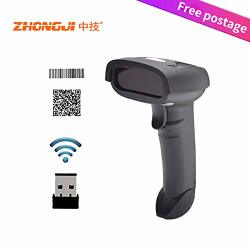 Zhongji 433 Wireless Barcode Scanner 1D Remote Transmission Distance USB Wireless Barcode Reader Handheld Barcode Scanner With USB Receiver For Stores Supermarkets Warehouses Express