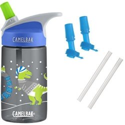 Camelbak Eddy Kids Water Bottle Cozy Dinos 0.4L With Bottle Accessory 2 Bite VALVES 2 Straws