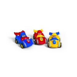 3 Piece Kids Pull Back & Go Inertia Fi Racing Cars - Red Yellow & Blue