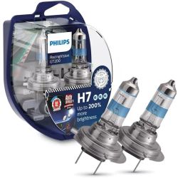 Philips H7 Headlight Bulb 200% Brighter Light Racingvision GT200 Set Of 2