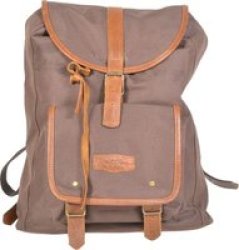 King Kong Leather King Kong Student Canvas And Leather Backpack Brown|pecan