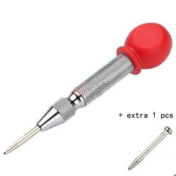 1PCS 5INCH Silvery With Cap TOOL+1PCS Head Needle Drill Bit Heavy Duty Automatic Centre Punch Spring Loaded Metal Wood Press Dent Marker Positioner