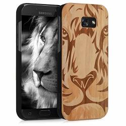 Kwmobile Samsung Galaxy A5 2017 Wood Case - Non-slip Natural Solid Hard Wooden Protective Cover For Samsung Galaxy A5 2017 - Tiger Head Brown dark Brown beige
