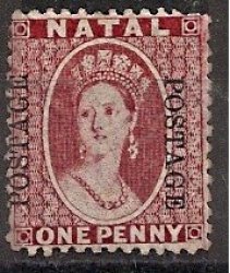 Natal 1874 Qv 1d Reddish Shade Overprinted Fine Mint Sg 65.