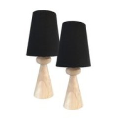MINI Bedside Lamp With Lamp Shade Twin Pack Black