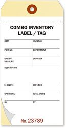 Combo Cardstock Ncr 2-PART Tag With Numbers And Adhesive 100 Tags Pack 3.125" X 6.25