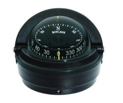 Ritchie Navigation Ritchie Voyager Compass Dial With Surface Mount And 12V Green Night Light Black 3-INCH