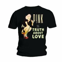 Pink Truth About Love Mens Black T-Shirt Small
