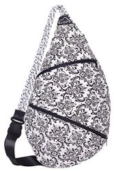 Slope Rope Sling Bag Crossbody Shoulder Backpack Everyday Women Teens Bag - Black And White