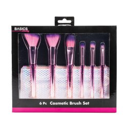 Basics Makeup Brush Set Pink Metallic 6PCS