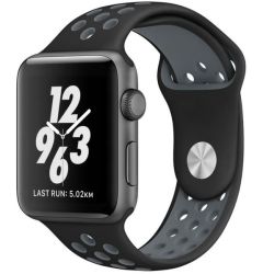 Nike Style Silicone Band Strap For Apple Watch 42MM 44MM - Black & Grey