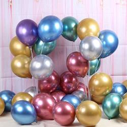 50 Aguiguo Pcs Metallic Shiny Chrome Latex Balloons 12 Inch Color Chrome Balloons Party Balloons For Wedding Birthday Party Decoration Multicolor