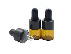 15 Pcs MINI Tiny 1ML Amber Glass Dropper Bottles Refillable Essential Oil Bottles Vials With Eyed Dropper For Aromatherapy Eye Dropper Cosmetics Black Cap