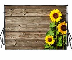 Sensfun 10X6.5FT Vinyl Wood Photo Booth Backdrops Autumn Sunflowers On Rustic Brown Wood Wall Photography Background For Wedding Baby Shower Children Newborn Birthday Party
